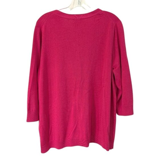 Talbots Pink Cardigan Sweater V-Neck Knit 3/4 Sleeve Size 2XP - Picture 4 of 5
